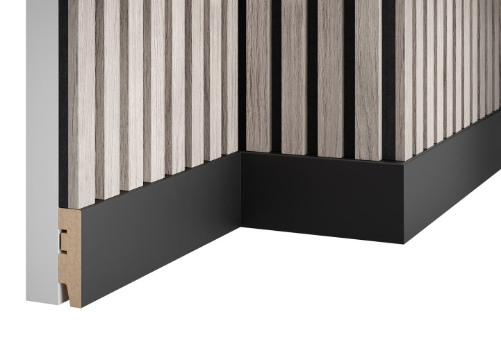 Плинтус WP80 экошпон, черный, 80х22х2400мм, МДФ фото